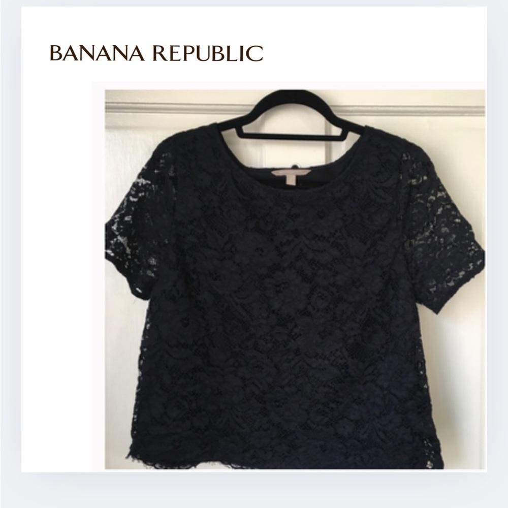 Banana Republic Black Cropped Boxy Blouse